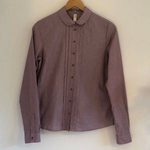 Betina Lou Peter Pan collared button down cotton shirt in pink/purple (L)